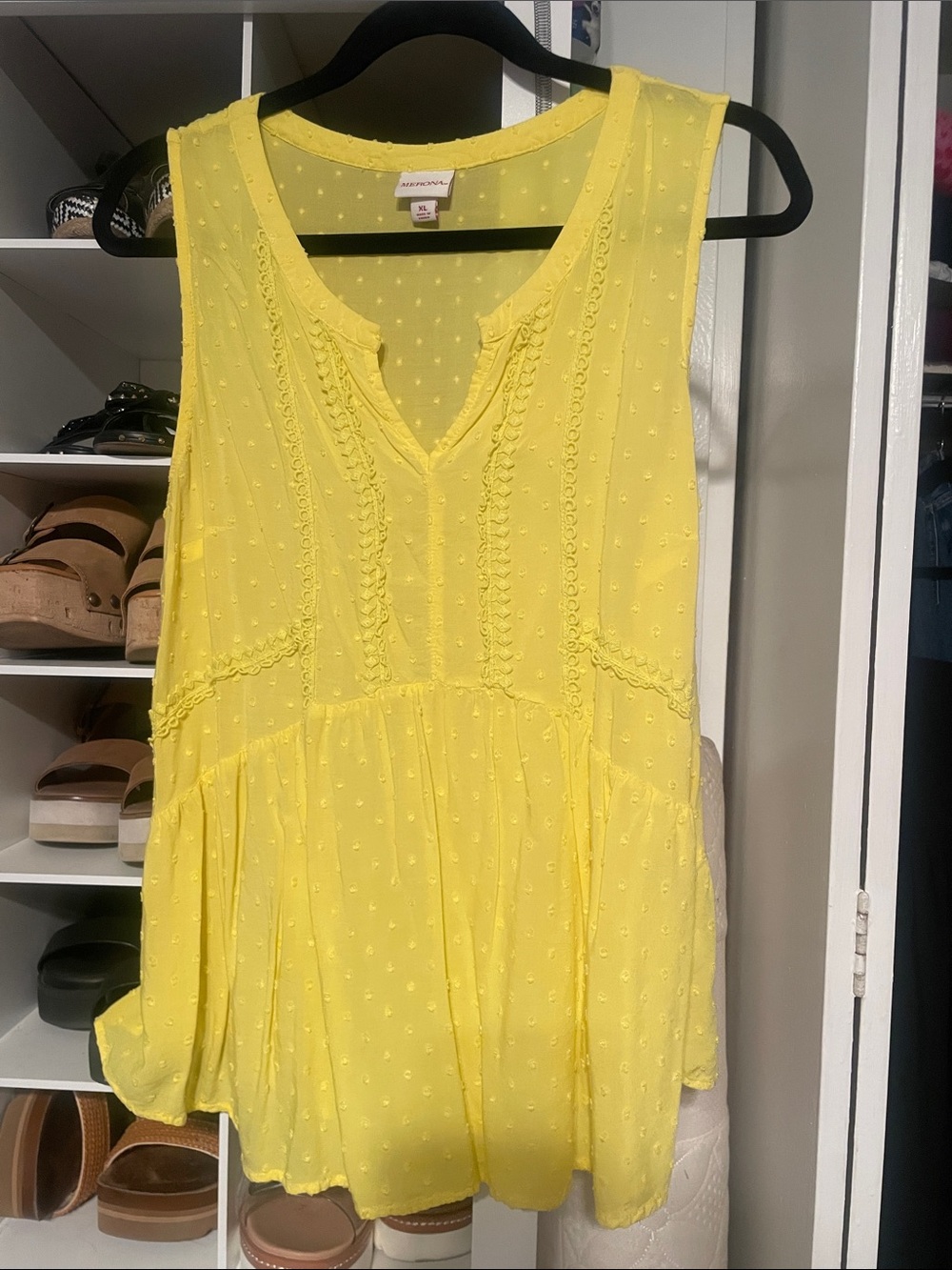Yellow Sleeveless Swiss Dot Peasant Top - Merona
